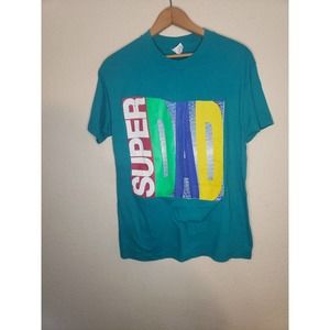 Super Dad Tshirt Vintage Single Stitch Blue MEDIUM 80S 90S
